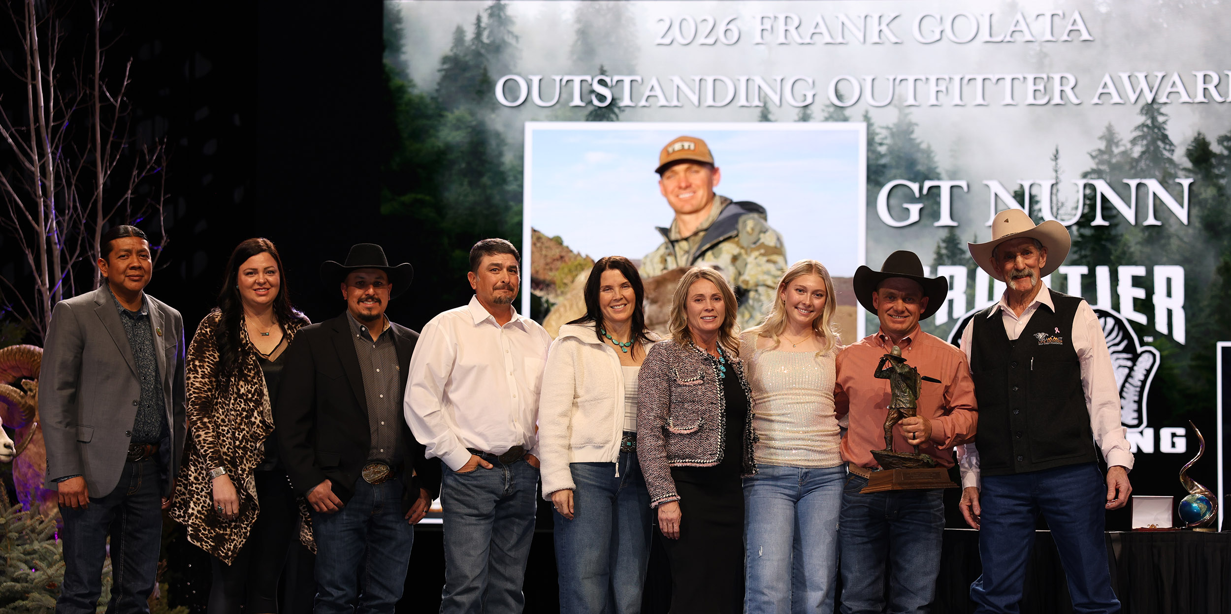 GT Nunn with his Golata Outstanding Outfitter Award at the 2026 Sheep Show